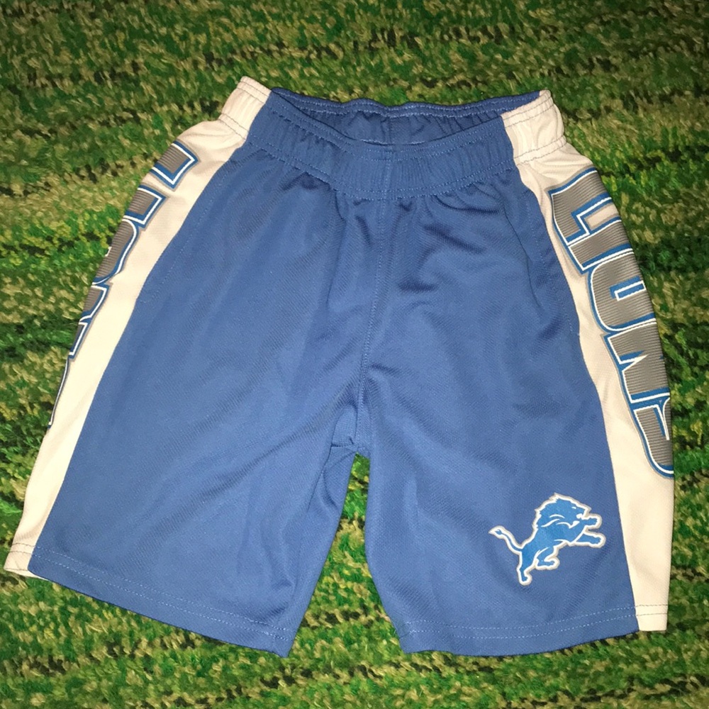 NFL Detroit Lions Youth XL 14-16 Blue Athletic Shorts White Side Panels Team App